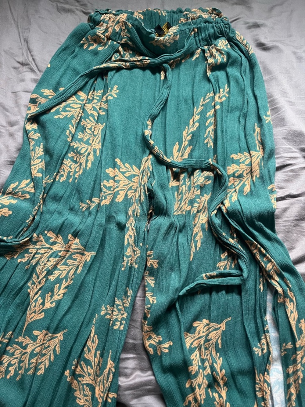 Kahulalea Green and Gold Wide Leg Pants